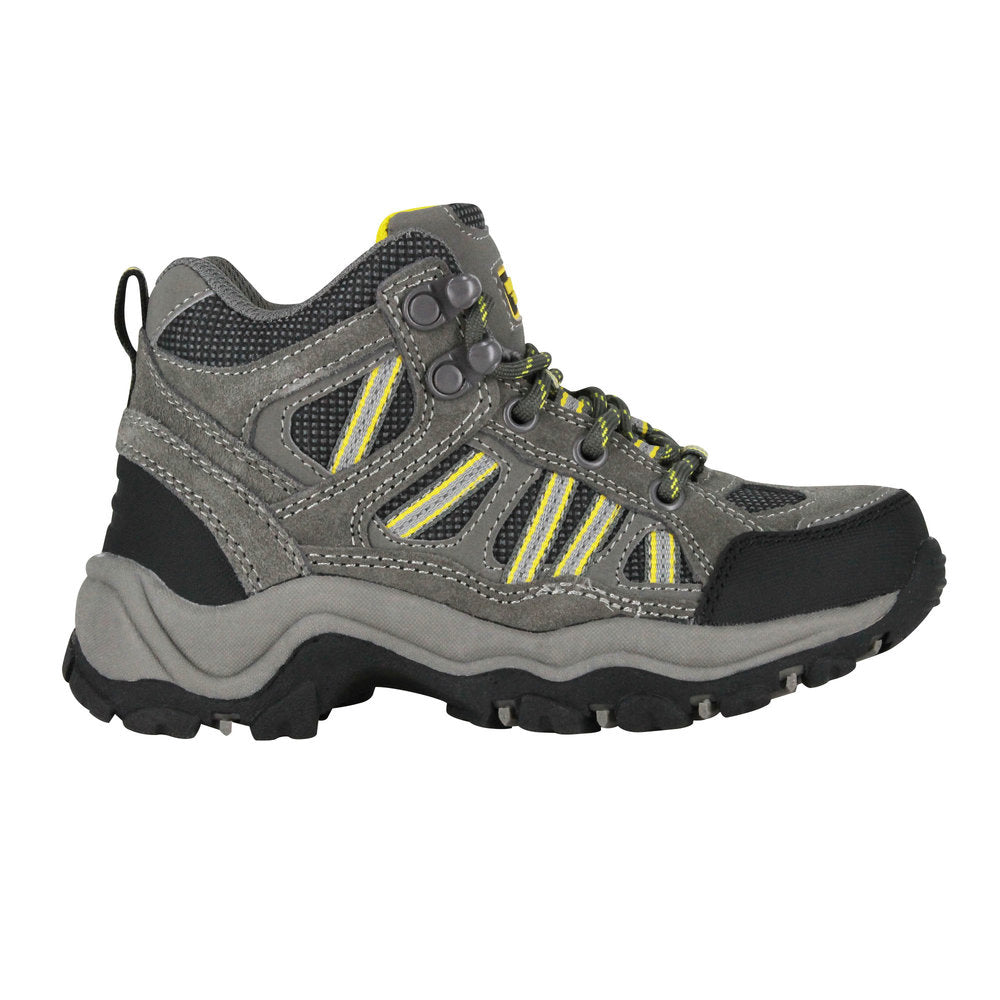 Nord Trail Boy's Mt. Hunter High Charcoal/Yellow Waterproof Leather Hiking Boot